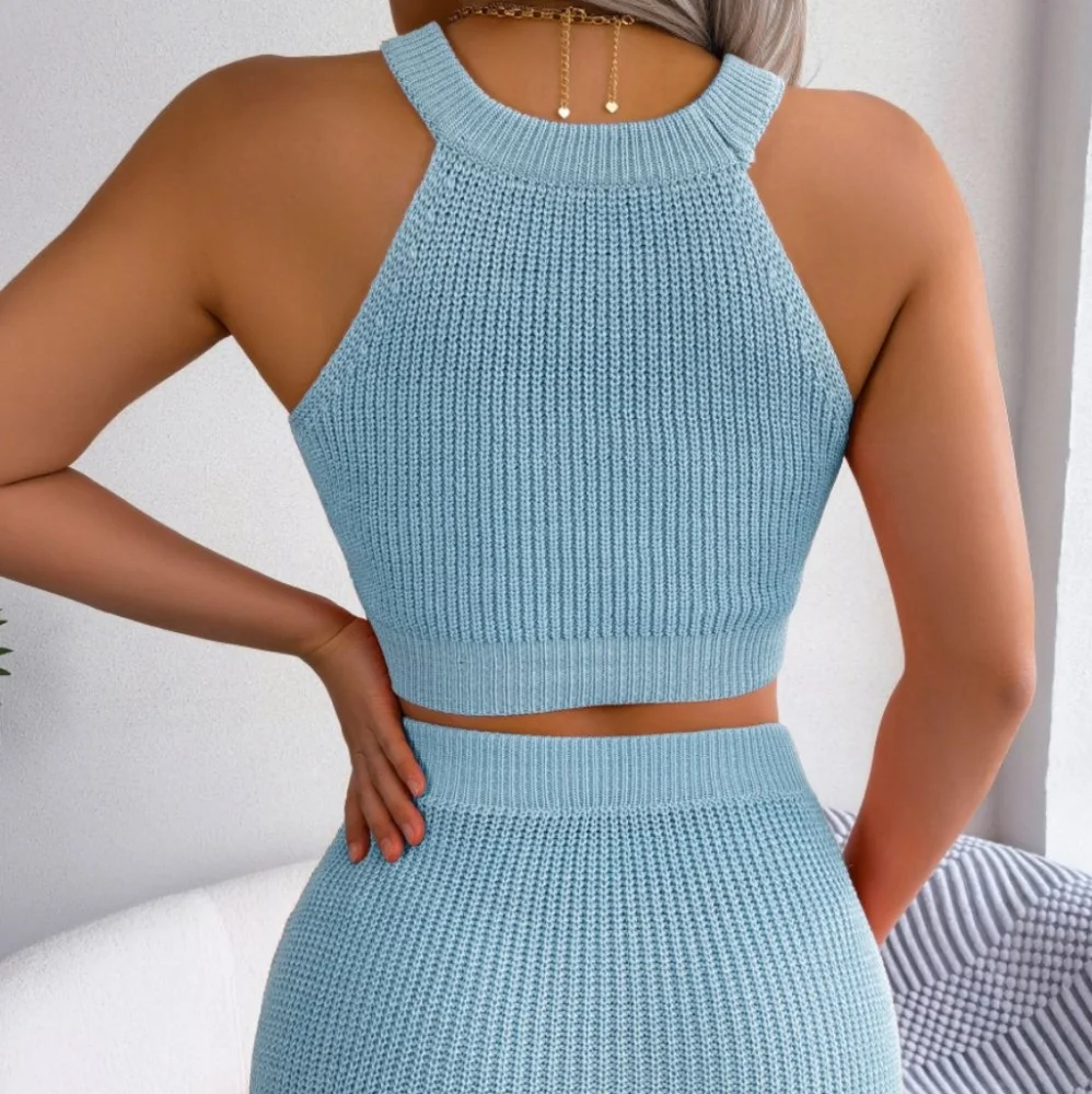 Sweetheart Ribbed Knit Set - Blue - Picture 3 of 5